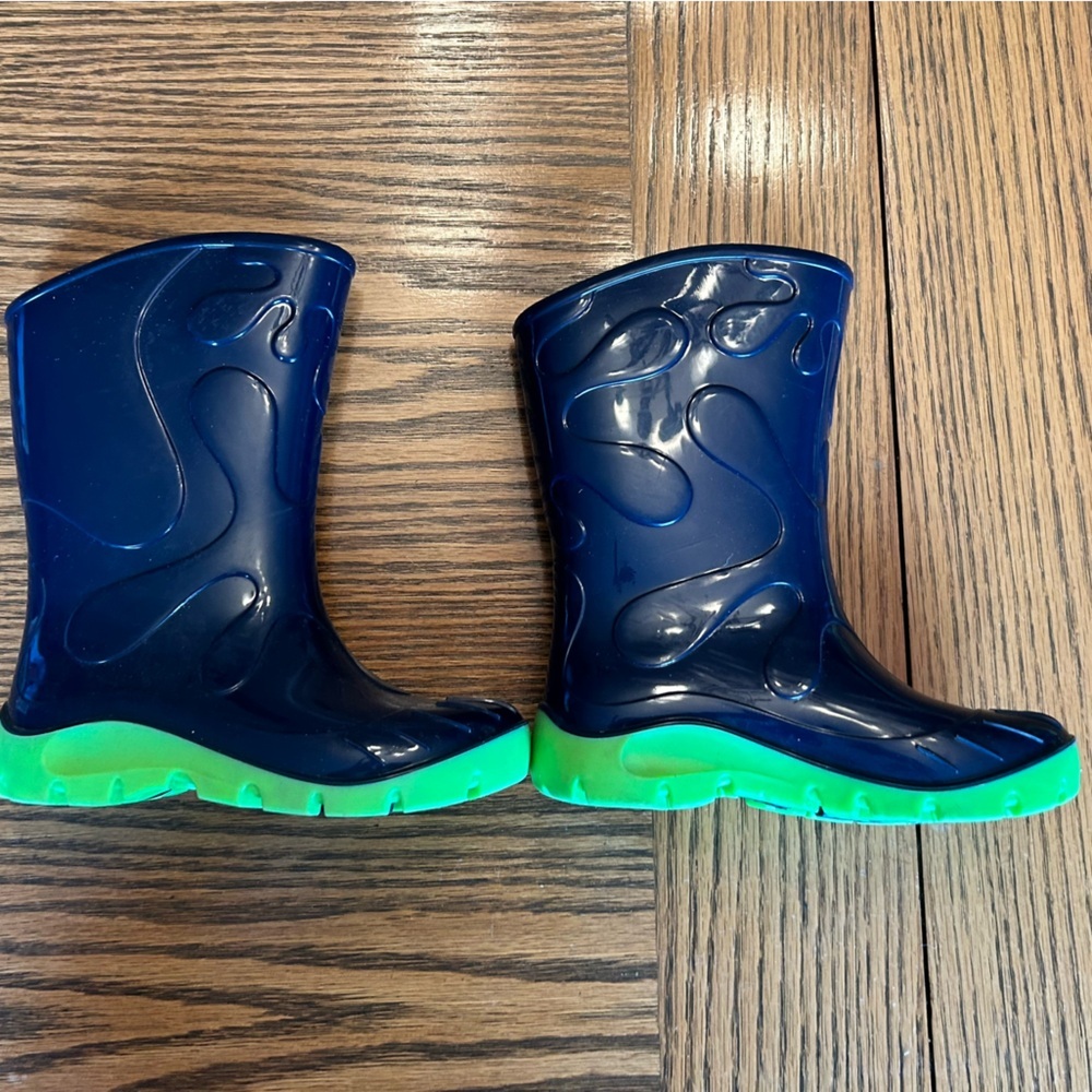 Skeeper Kids' Navy Rain Boots with Neon Green Soles Size EU 25 /US 8 - Picture 5 of 11